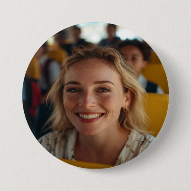 Badge Rond 7,6 Cm Personnalisation de la photo du conducteur d'autob (Devant)