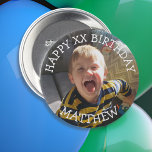 Badge Rond 7,6 Cm Personnalisé Joyeux Anniversaire Nom et âge<br><div class="desc">Personnalisez ce bouton d'anniversaire en ajoutant l'image,  le nom et l'âge de votre fils à ce bouton dans la zone personnaliser.</div>