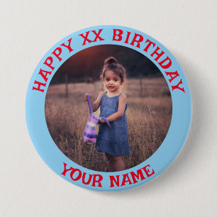 Badge Rond 7,6 Cm Personnalisé Joyeux Anniversaire Nom et âge de la 