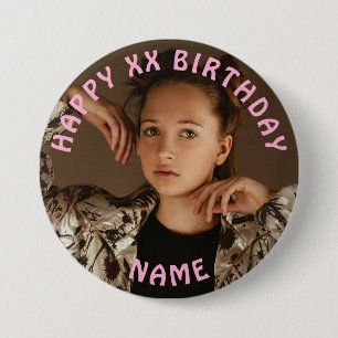 Badge Rond 7,6 Cm Personnalisé Joyeux Anniversaire Nom et âge de la 
