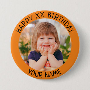 Badge Rond 7,6 Cm Personnalisé Joyeux Anniversaire Nom et âge de la