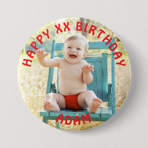 Badge Rond 7,6 Cm Personnalisé Joyeux Anniversaire Nom et âge de la