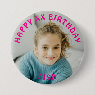 Badge Rond 7,6 Cm Personnalisé Joyeux Anniversaire Nom et âge de la 