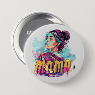 Badge Rond 7,6 Cm Personnalisé Retro Mama Pop Art (13)