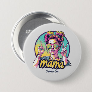 Badge Rond 7,6 Cm Personnalisé Retro Mama Pop Art (19)