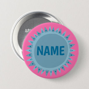 Badge Rond 7,6 Cm PERSONNALISER IT Bleu soleil rose