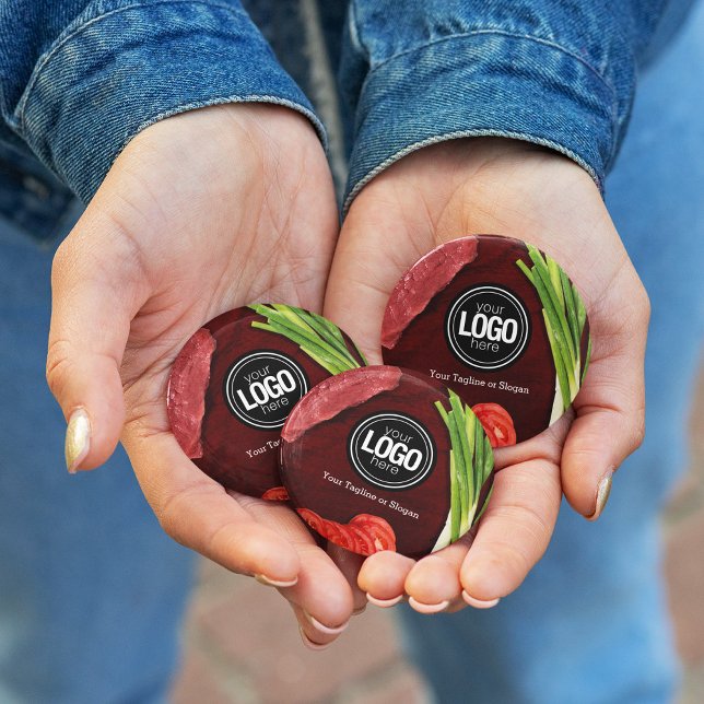 Badge Rond 7,6 Cm Personnaliser le thème du restaurant steak (Créateur téléchargé)