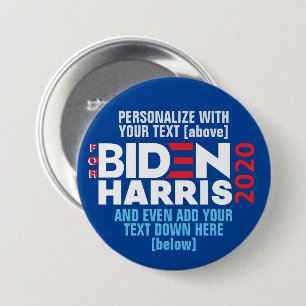 Badge Rond 7,6 Cm Personnaliser Pour Biden / Harris 2020 Ajouter Du 