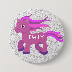 Badge Rond 7,6 Cm Personnalisez ce bouton de licorne rose et violet 