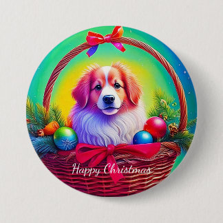 Badge Rond 7,6 Cm Personnalisez Chien de Noël 2026 le plus mignon et