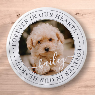 Badge Rond 7,6 Cm Pet Memorial Forever Hearts Élégant Photo Chic