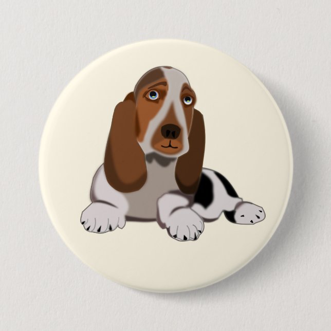 Badge Rond 7,6 Cm Petit chien mignon (Devant)