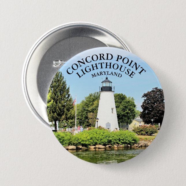Badge Rond 7,6 Cm Phare de Concord Point, Bouton Maryland (Devant & derrière)