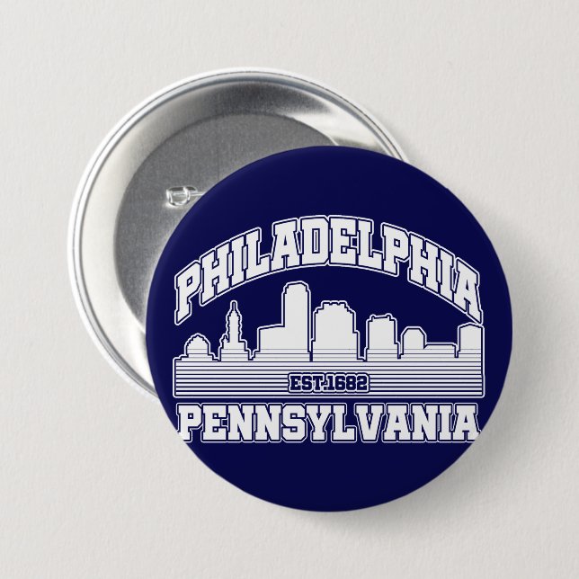 Badge Rond 7,6 Cm Philadelphie, Pennsylvanie (Devant & derrière)