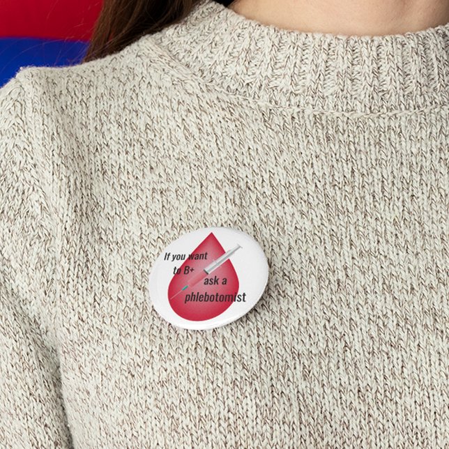 Badge Rond 7,6 Cm Phlebotomiste (Créateur téléchargé)