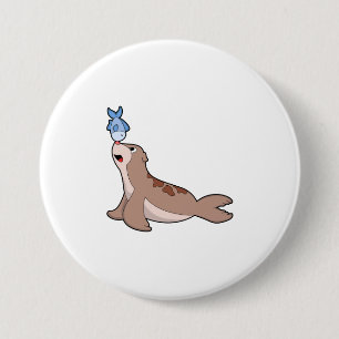 Badge Rond 7,6 Cm Phoque avec poisson (2).PNG