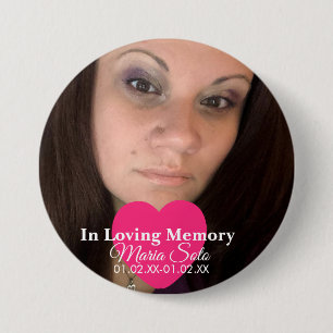 Badge Rond 7,6 Cm Photo de célébration funèbre de deuil en mémoire