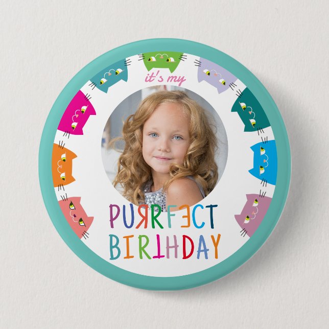 Badge Rond 7,6 Cm Photo de fille Anniversaire (Devant)