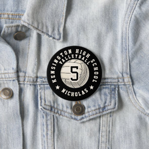 Badge Rond 7,6 Cm Photo de joueur Nom Équipe de volleyball au lycée