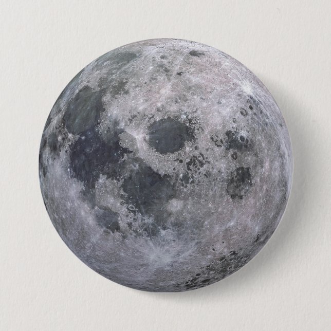 Badge Rond 7,6 Cm Photo de lune grise (Devant)