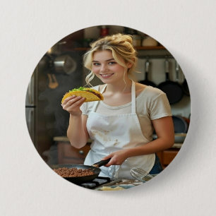Badge Rond 7,6 Cm Photo de tacos à manger Personnaliser