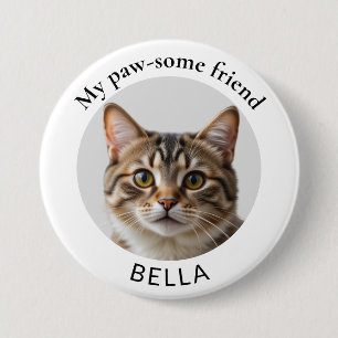 Badge Rond 7,6 Cm Photo et nom de chat : Ami génial