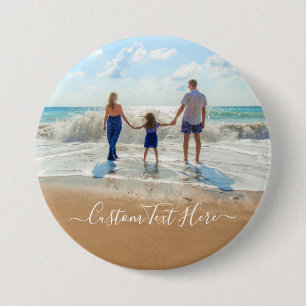 Badge Rond 7,6 Cm Photo et texte personnalisés - Votre propre desig