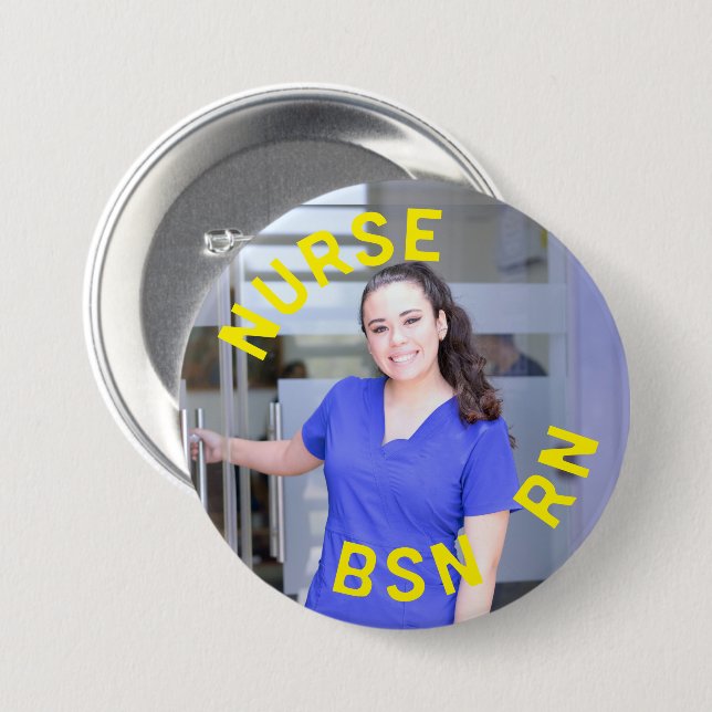 Badge Rond 7,6 Cm photo infirmière bsn rn cercle 3 pouces (Devant & derrière)