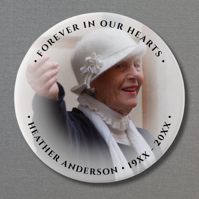 Badge Rond 7,6 Cm Photo Memorial Tribute (Photo Memorial Button)