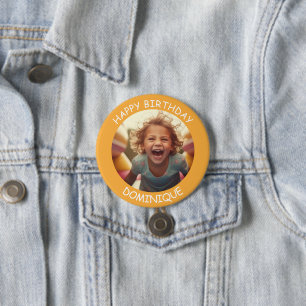 Badge Rond 7,6 Cm Photo personnalisable et nom Bouton Anniversaire