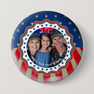 Badge Rond 7,6 Cm Photo personnalisé USA Militaire - Fête des vétéra
