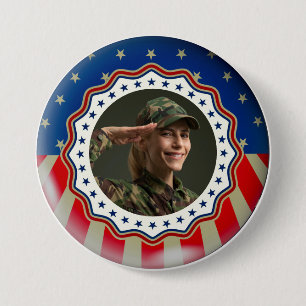 Badge Rond 7,6 Cm Photo personnalisé USA Militaire - Jour du Vétéran