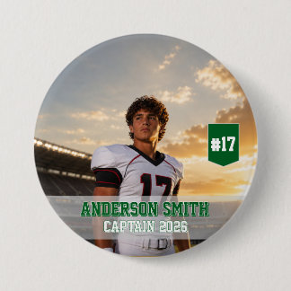 Badge Rond 7,6 Cm Photo personnalisée du capitaine de football MVP 2