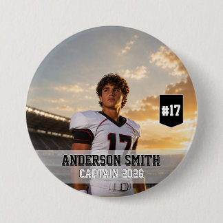 Badge Rond 7,6 Cm Photo personnalisée du capitaine de football MVP 2