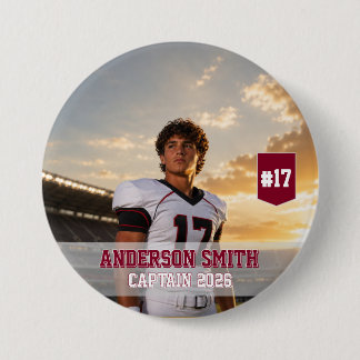 Badge Rond 7,6 Cm Photo personnalisée du capitaine de football MVP 2