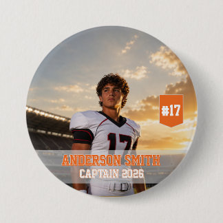 Badge Rond 7,6 Cm Photo personnalisée du capitaine de football MVP 2