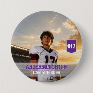 Badge Rond 7,6 Cm Photo personnalisée du capitaine de football MVP 2
