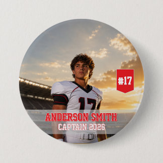 Badge Rond 7,6 Cm Photo personnalisée du capitaine de football MVP 2