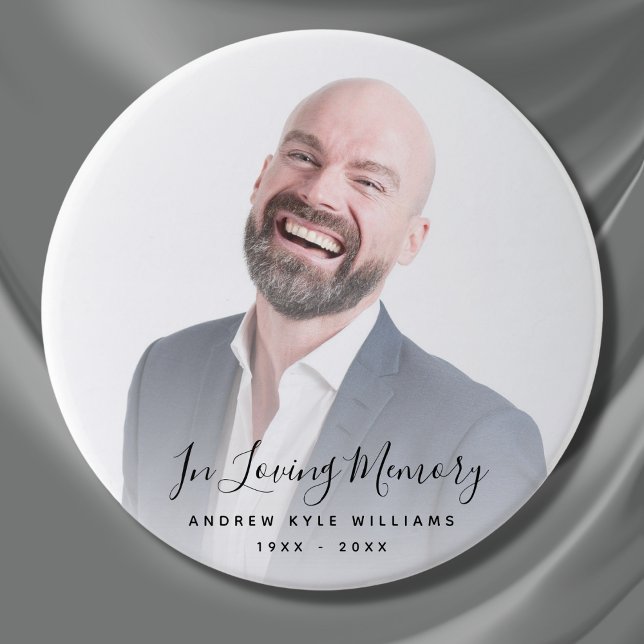 Badge Rond 7,6 Cm Photo personnalisée Hommage commémoratif funéraire (Photo Memorial Buttons)