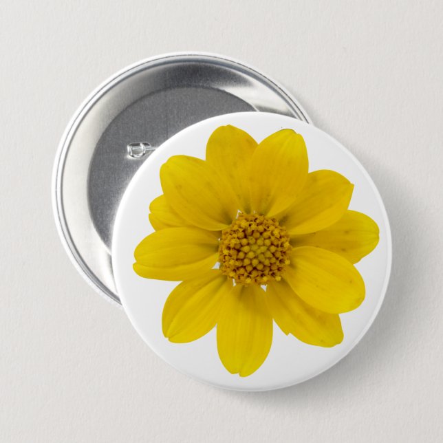 Badge Rond 7,6 Cm Photographie de fleur sauvage centrée par jaune (Devant & derrière)