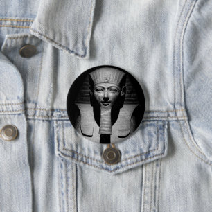 Badge Rond 7,6 Cm Photographie du roi pharaon en noir et blanc