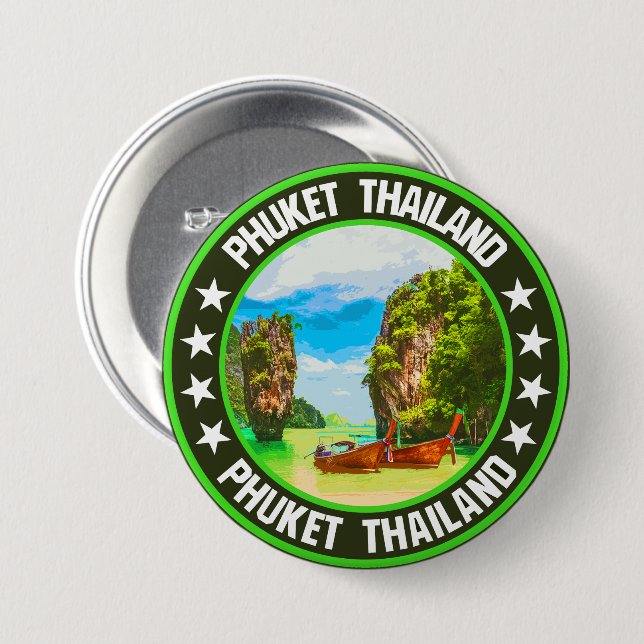 Badge Rond 7,6 Cm Phuket (Devant & derrière)