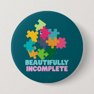 Badge Rond 7,6 Cm Pièce de puzzle colorée magnifiquement incomplète