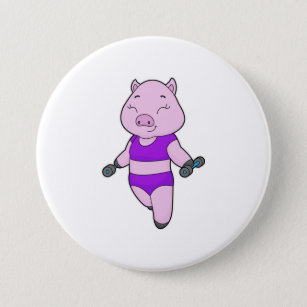 Badge Rond 7,6 Cm Pig Fitness Dumbbell