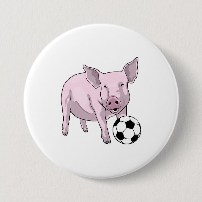 Badge Rond 7,6 Cm Pig Soccer joueur Soccer (Devant)