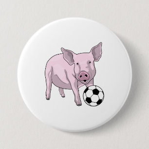 Badge Rond 7,6 Cm Pig Soccer joueur Soccer