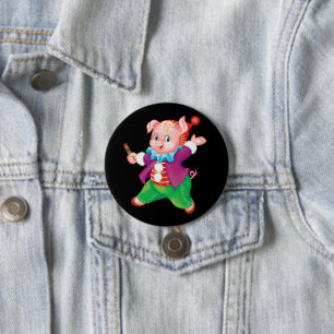 Badge Rond 7,6 Cm piglet rose joyeux