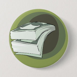 Badge Rond 7,6 Cm Pile d'Argent en Espèces Billets Verts