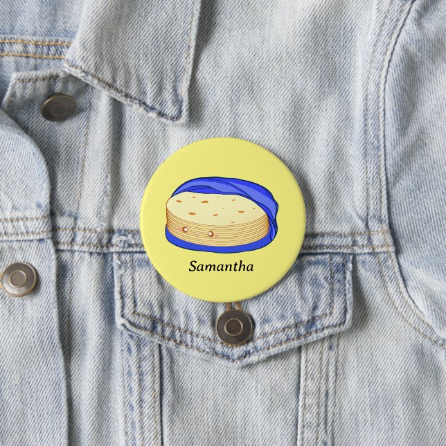 Badge Rond 7,6 Cm Pile de tortillas de farine (En situation)