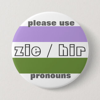 Badge Rond 7,6 Cm Pin de bouton de pronom de Zie/Hir